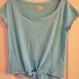 Hollister blue knotted shirt